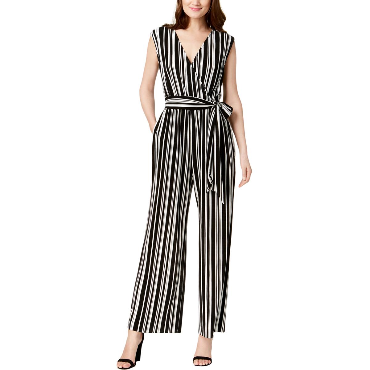 Alfani Womens B/W Striped Surplice Day To Night Jumpsuit 14 BHFO 0226 ...