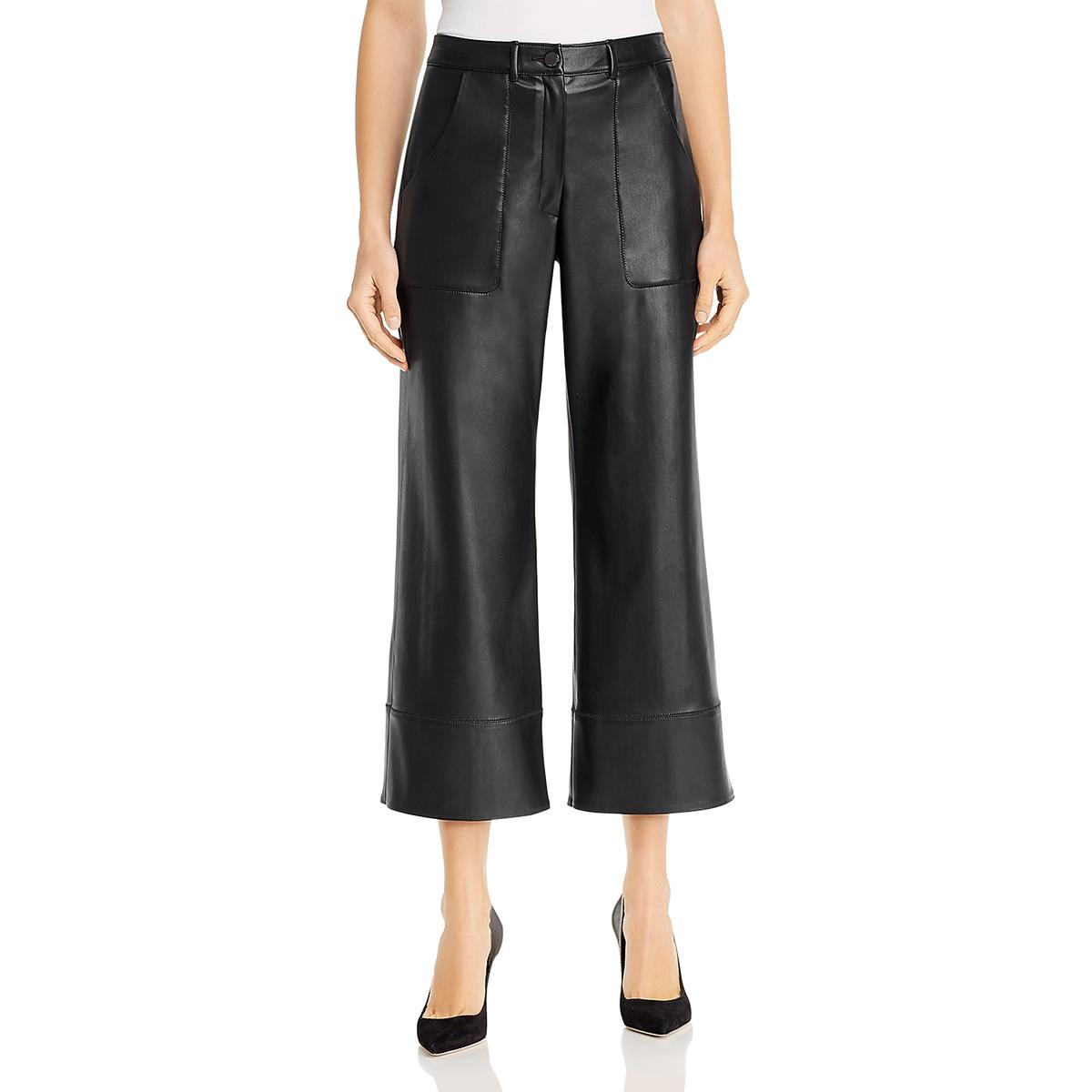 faux leather wide leg pants