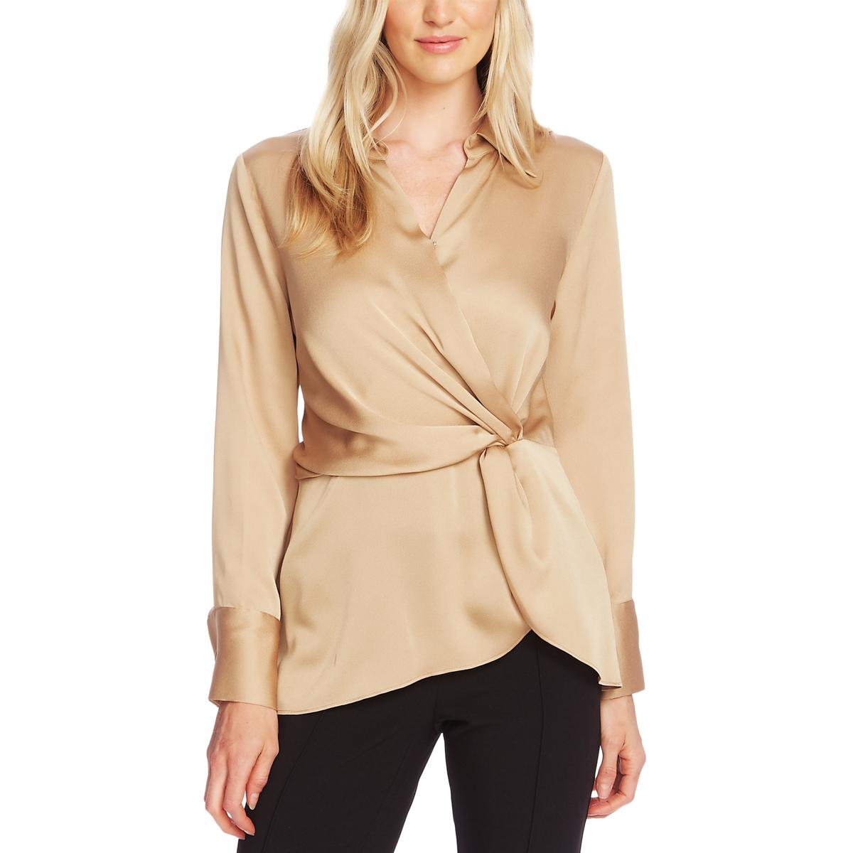 Vince Camuto Womens Satin Faux Wrap Blouse Peplum Top Shirt Bhfo 7595 Ebay