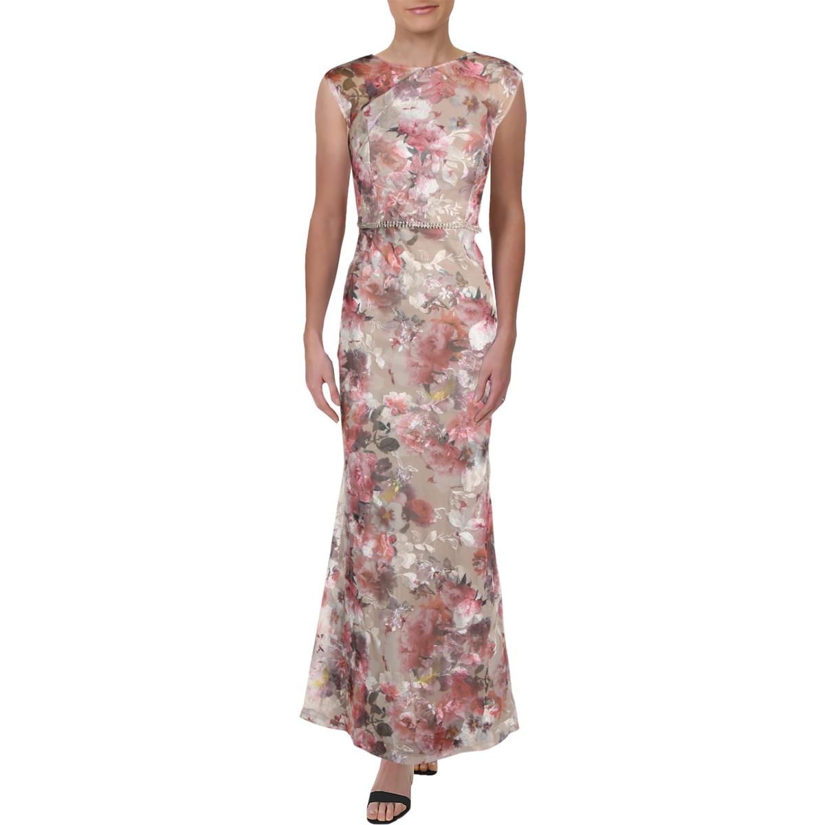 SLNY Womens Pink Floral Embellished Evening Formal Dress Gown 6 BHFO ...