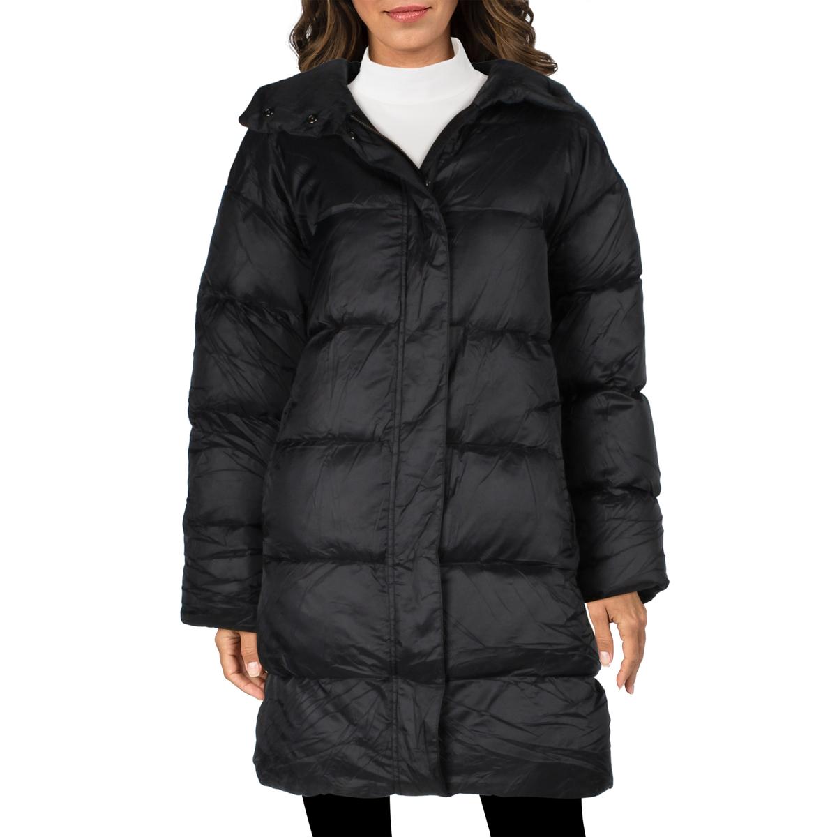 Eileen Fisher Womens Black Winter Down Quilted Puffer Coat Outerwear M ...