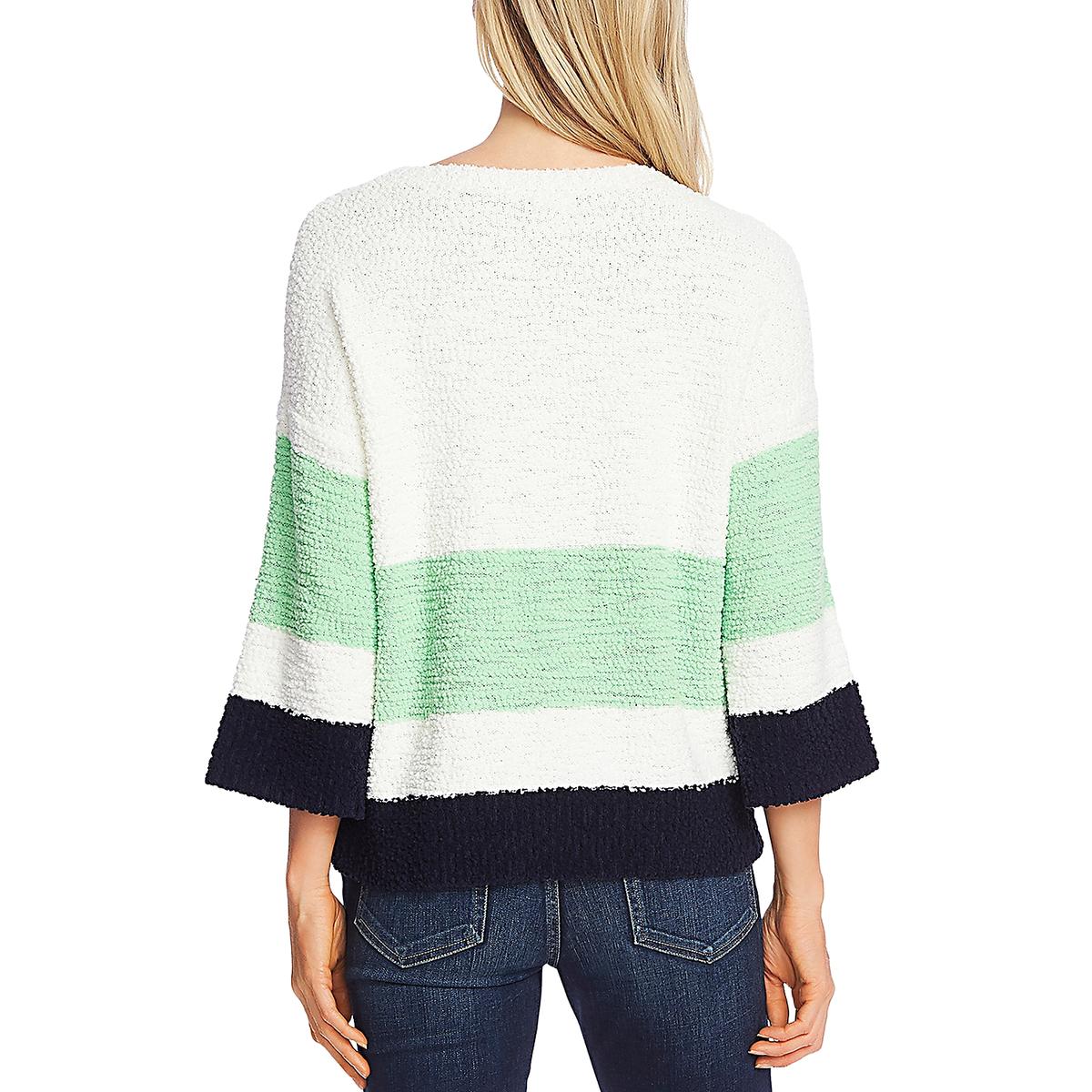 colour block puff sleeve sweater