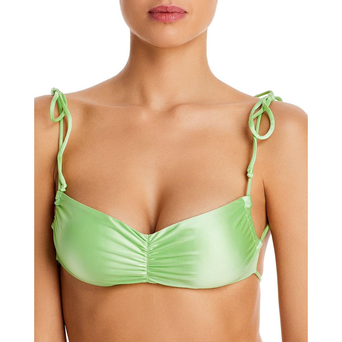 

Женский купальник бикини Frankies Bikinis Foxy Green с завязками и плечами  BHFO 4231, Honeydew