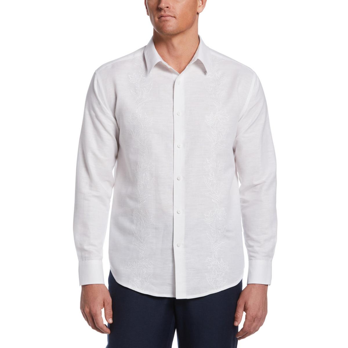 Мужская рубашка на пуговицах с вышивкой и белым воротником Cubavera XXL BHFO 2087
