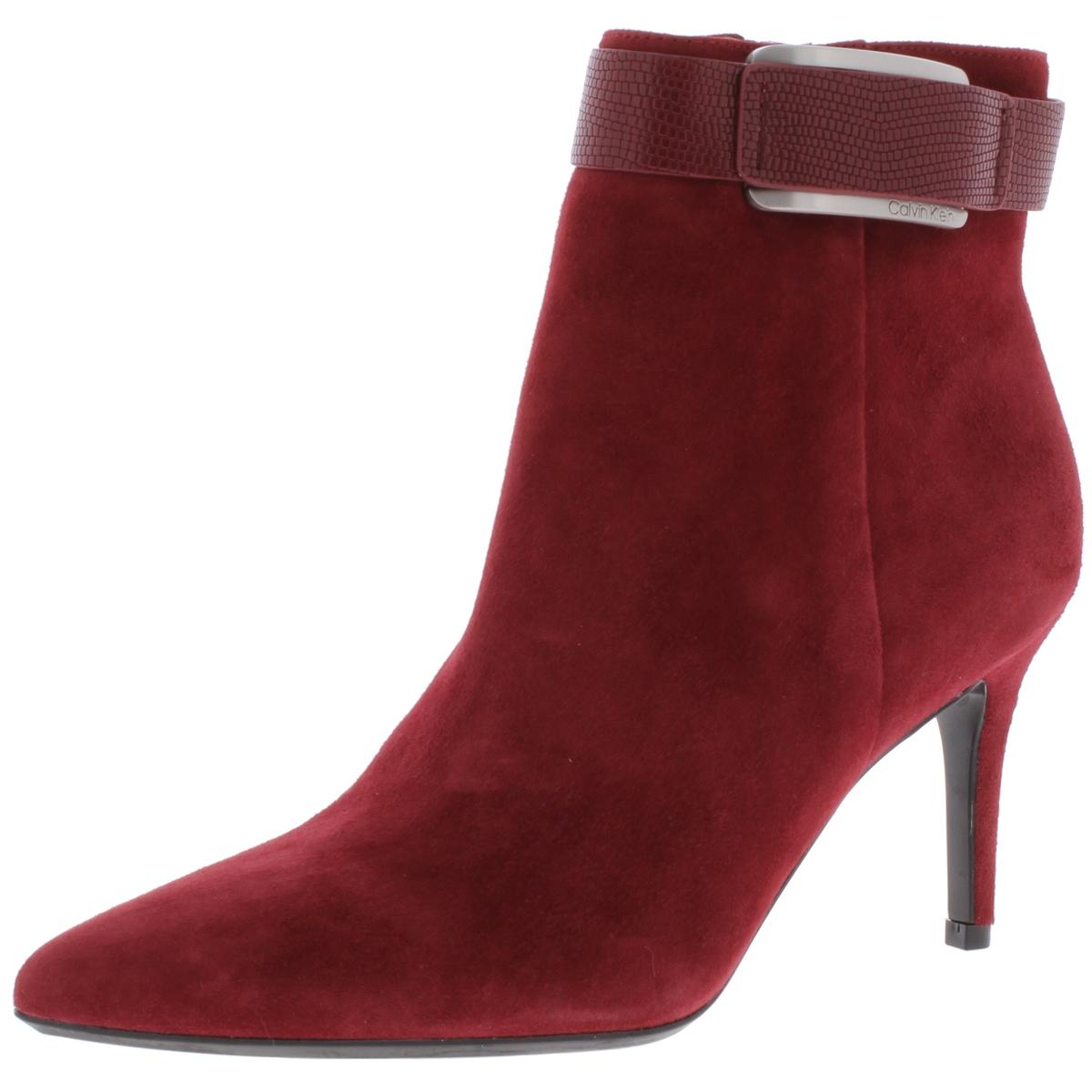 Calvin Klein Womens Georgene Red Suede Booties Shoes 5 Medium (B,M ...