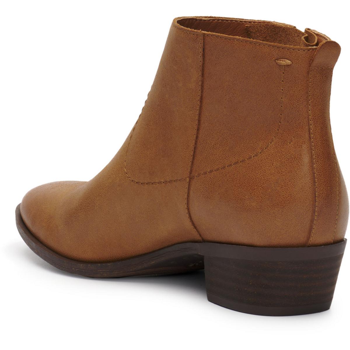 Lucky Brand Women's Leather Low Block Heel Almond Toe Ankle Bootie - Picture 15 of 15