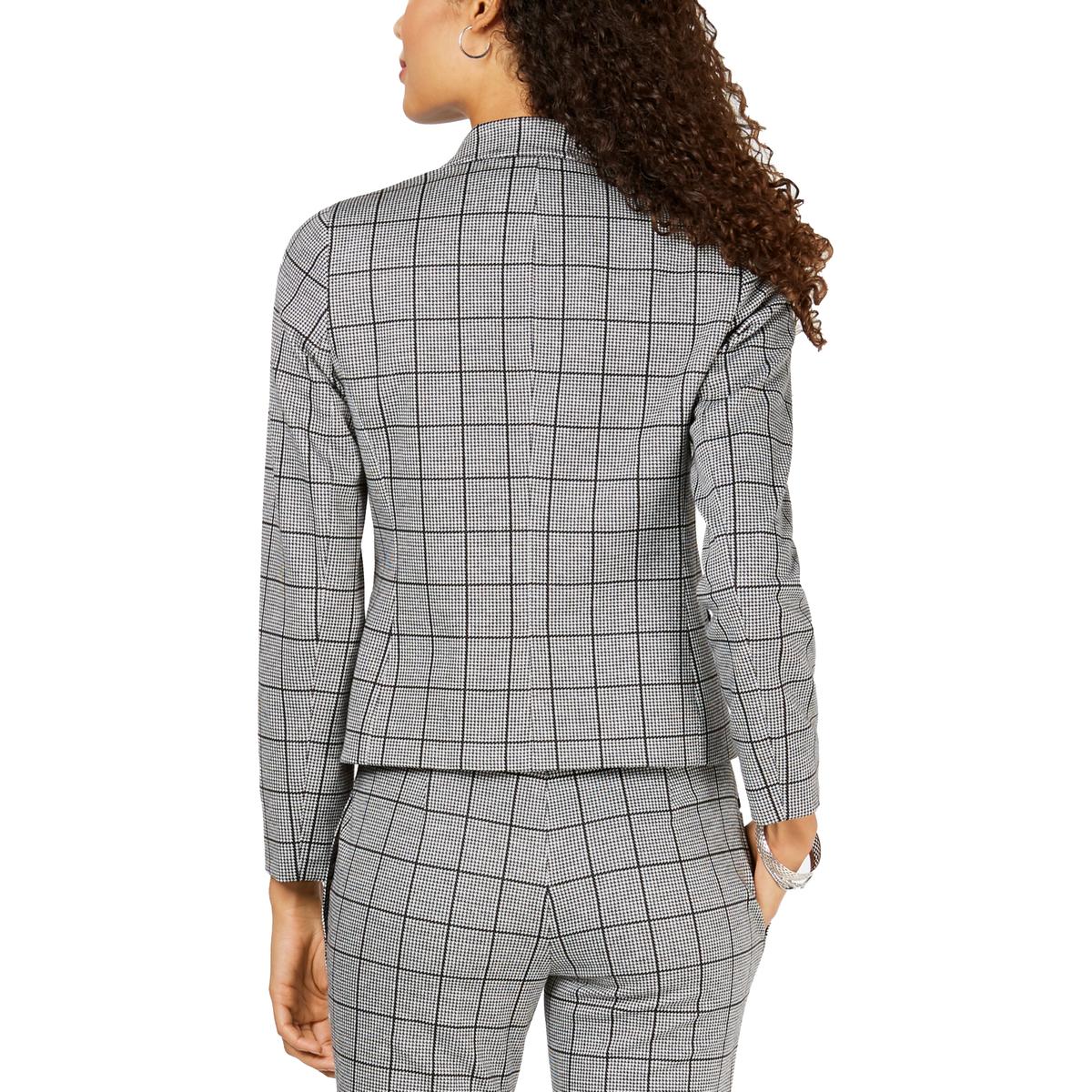 Kasper Womens B/W Plaid Business OpenFront Blazer Jacket Petites 4P