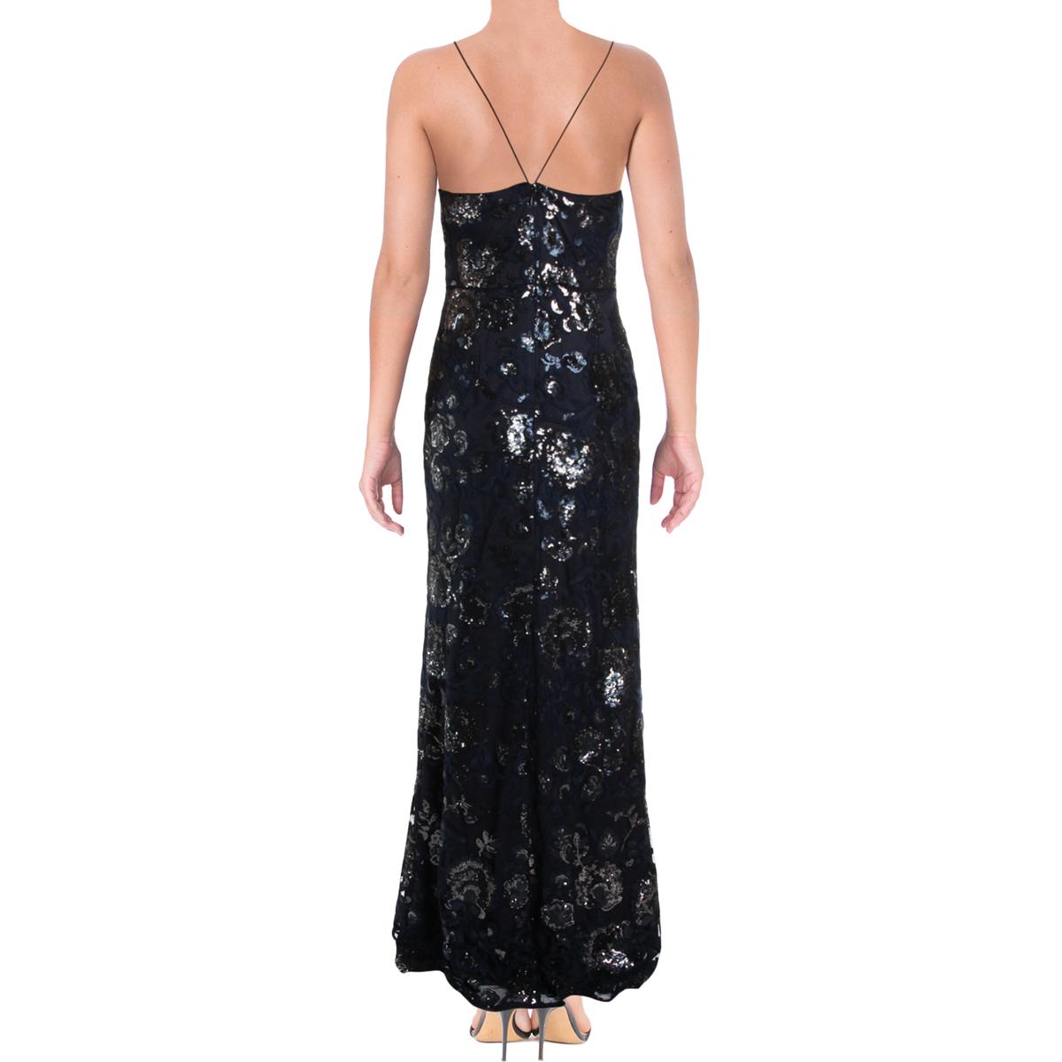 adrianna papell navy sequin gown