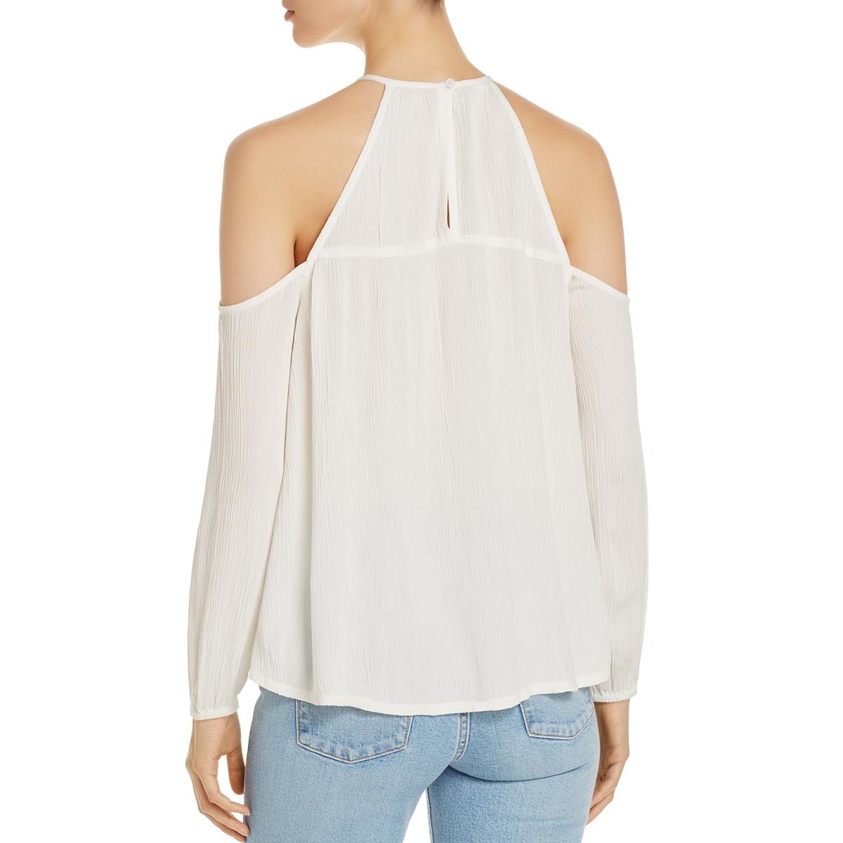 JACHS Girlfriend Womens White Cold Shoulder Halter Casual Top Shirt S