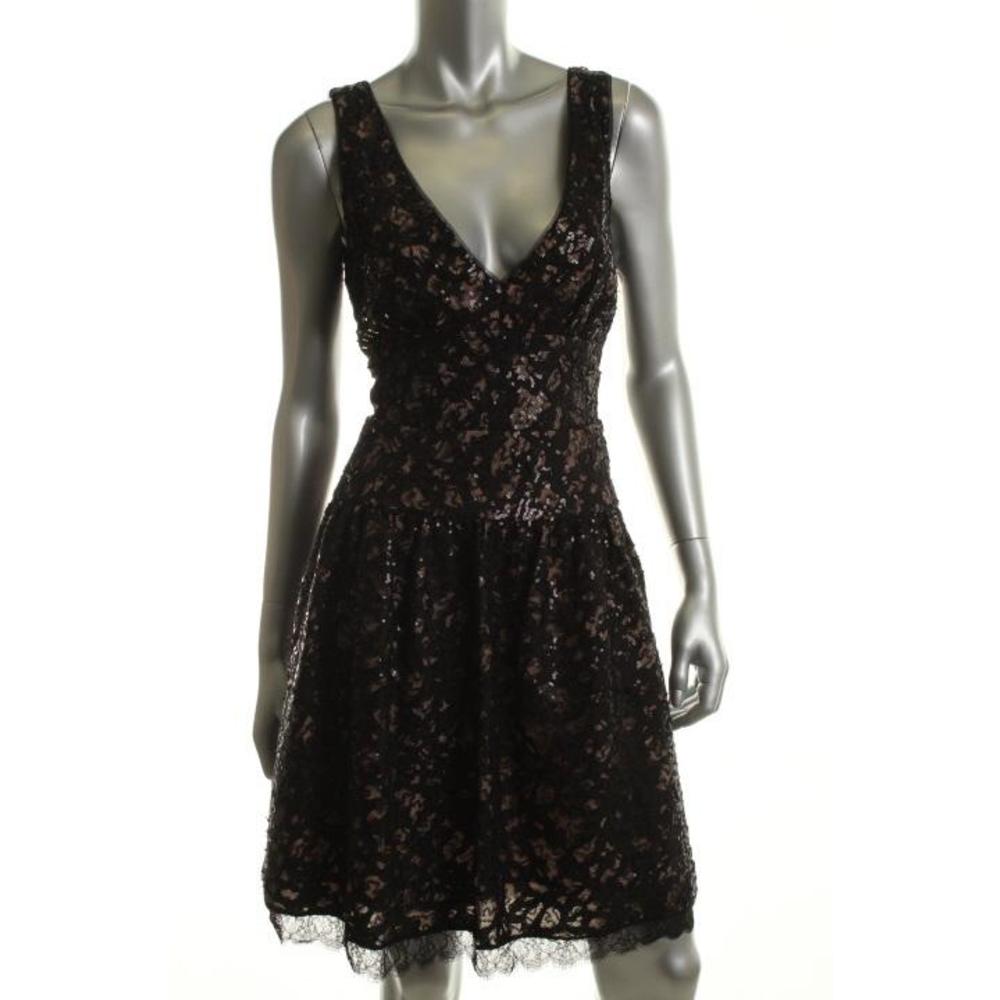 BCBG Black Lace Sequined Party Cocktail Dress 8 BHFO | eBay