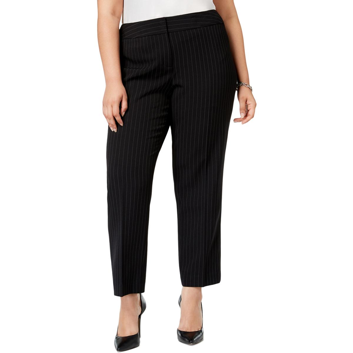 womens black and white pinstripe pants