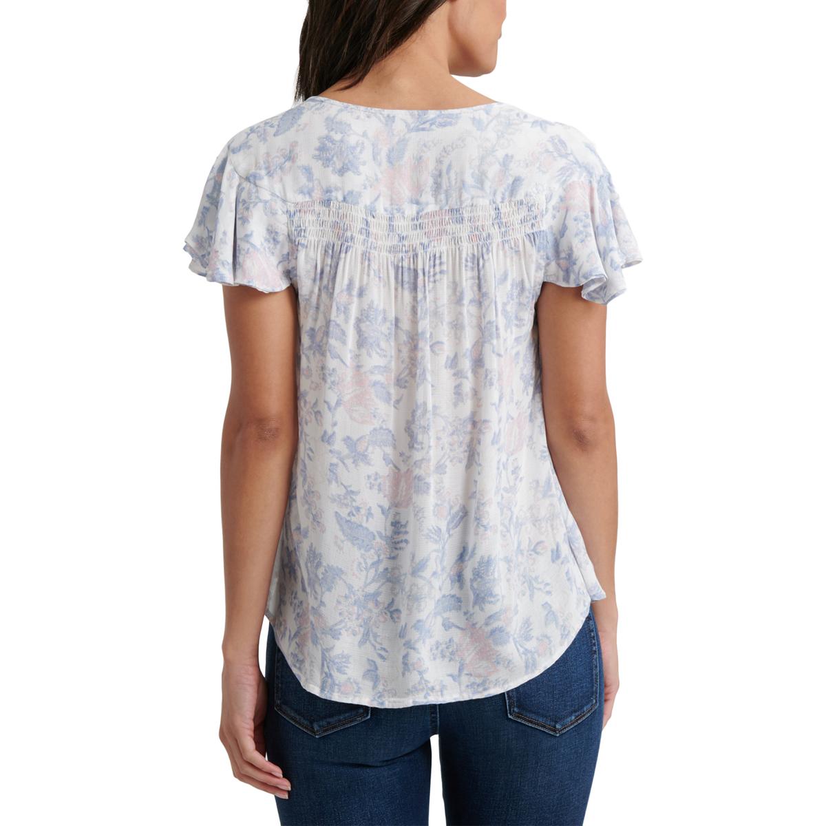 Lucky Brand Womens Ivory Printed Short Sleeve Tee Blouse Top XS BHFO