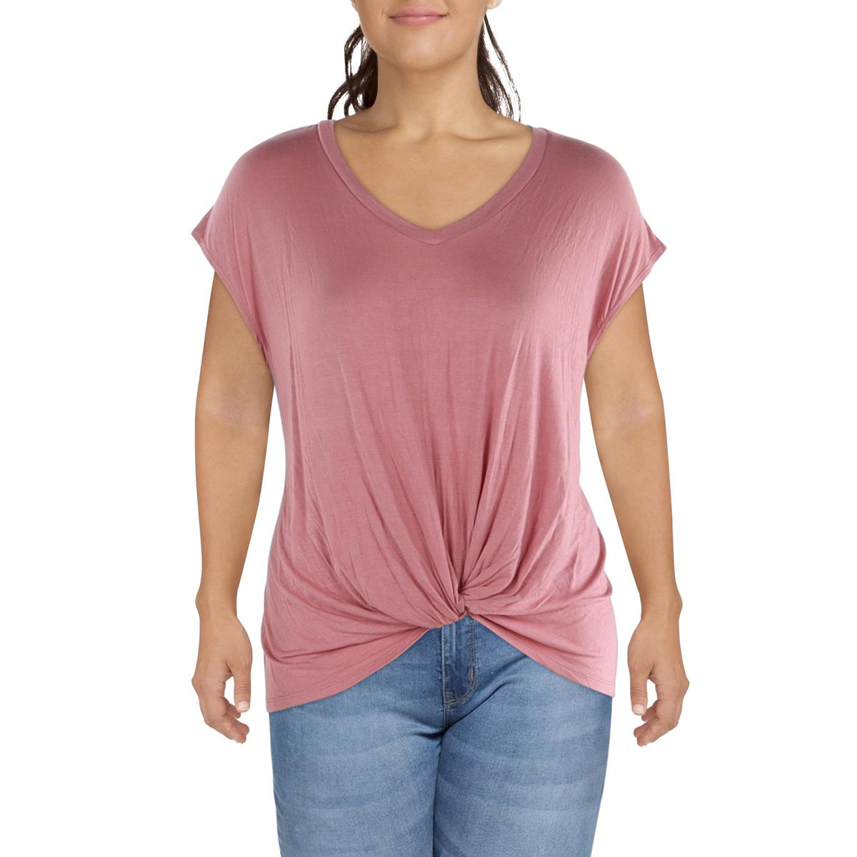 Coin 1804 Womens Gathered Tee T-Shirt Top Plus BHFO 9659