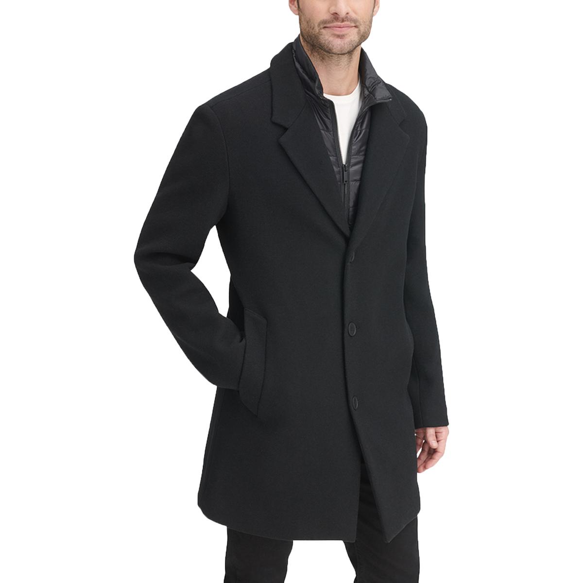 DKNY Mens Black Wool Blend Warm Dressy Top Coat Outerwear S BHFO 6714 ...