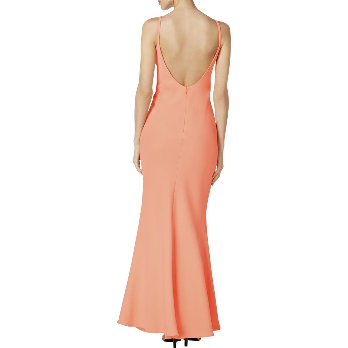 calvin klein open back halter gown
