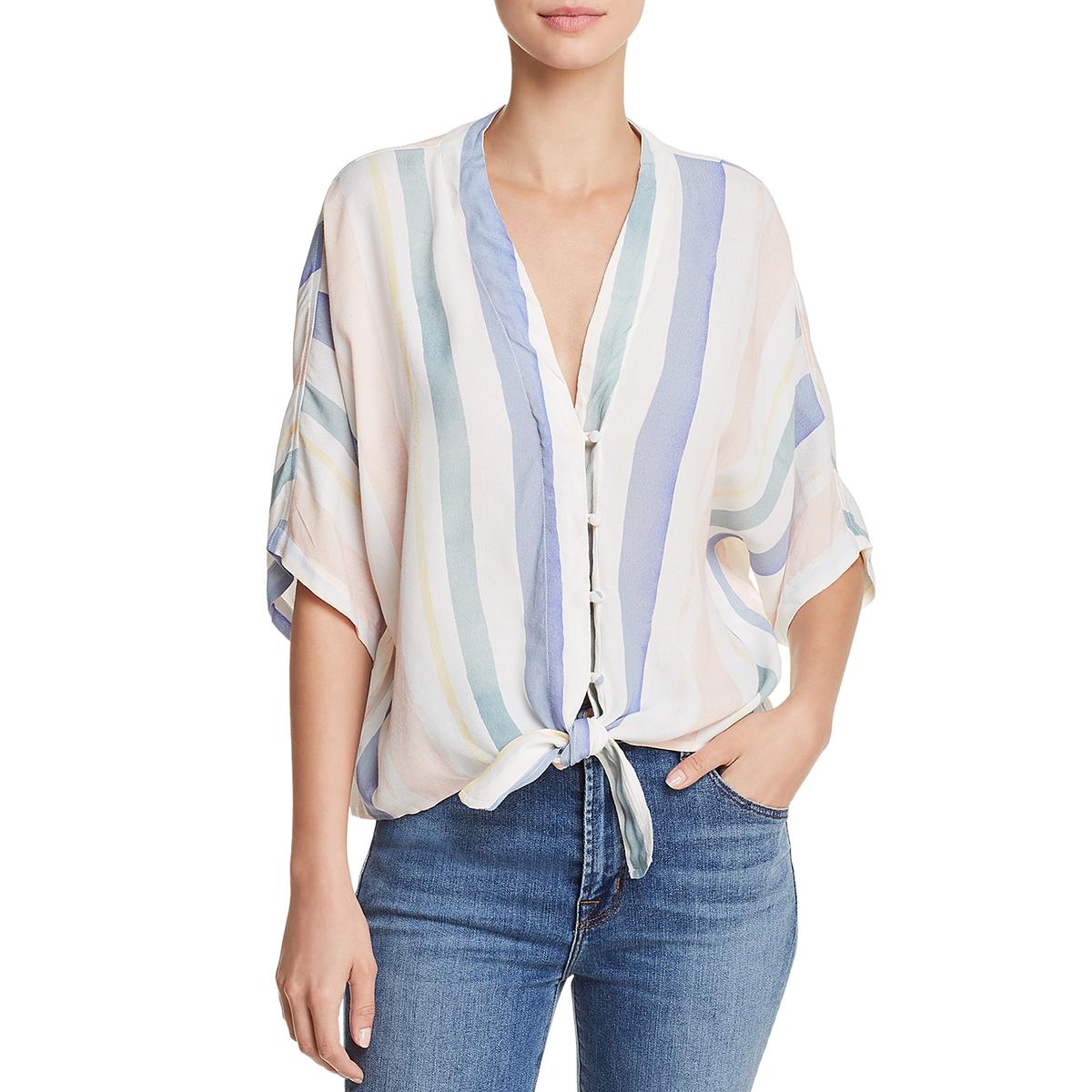 womens white button down tie front shirt