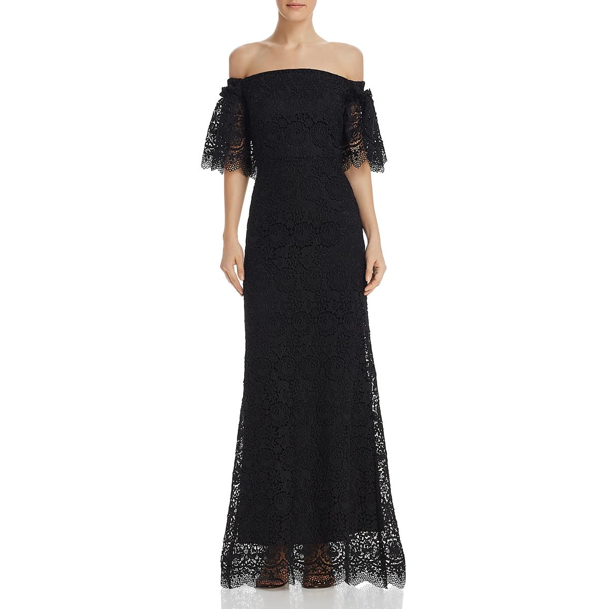Laundry by Shelli Segal Womens Black Formal Lace Evening Dress Gown 4 ...