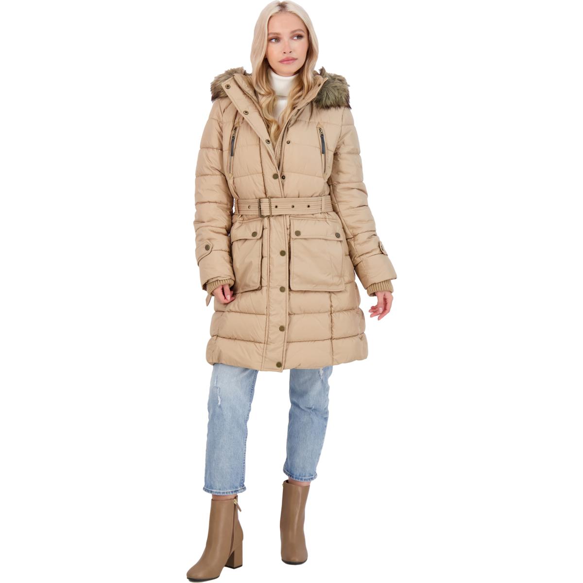 belted winter puffer coat