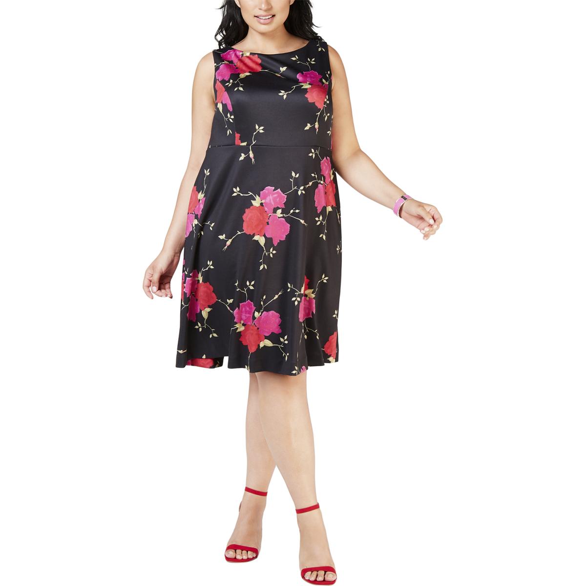 Betsey Johnson Womens Black Floral Print Shift Dress Plus 14W BHFO 1100 ...