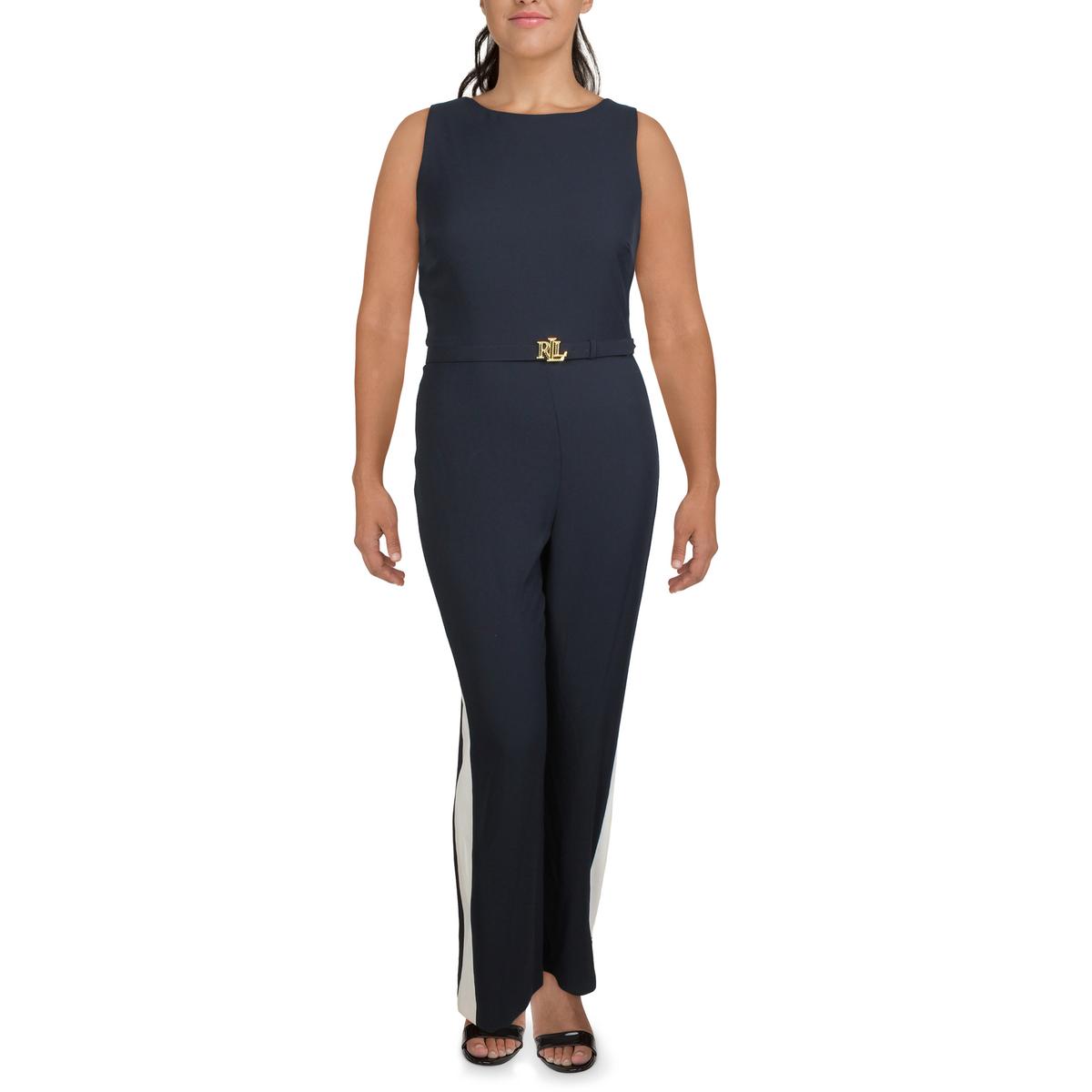 Женский комбинезон Lauren Ralph Lauren из темно-синего крепа с цветными блоками 10 BHFO 5438