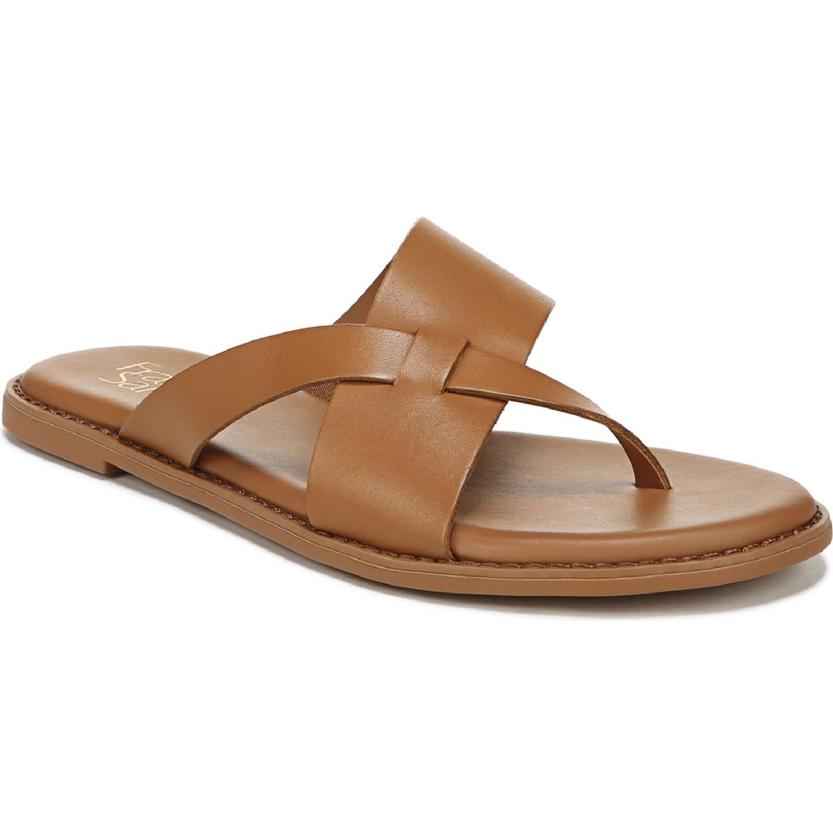 Franco Sarto Womens Jenice Leather Slip On Flat Thong Sandals