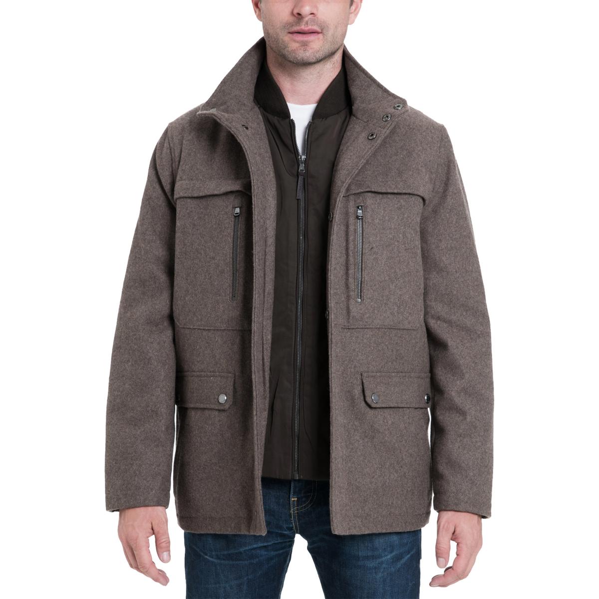 MICHAEL Michael Kors Mens Genoa Brown Winter Wool Coat Outerwear XL ...