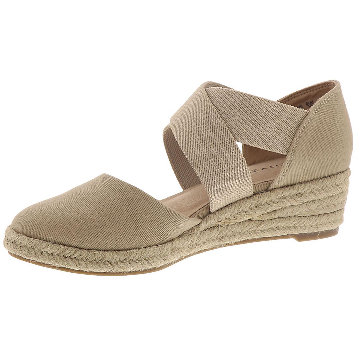 LifeStride Womens Keaton Canvas Slip On Sandals Wedge Heels Shoes