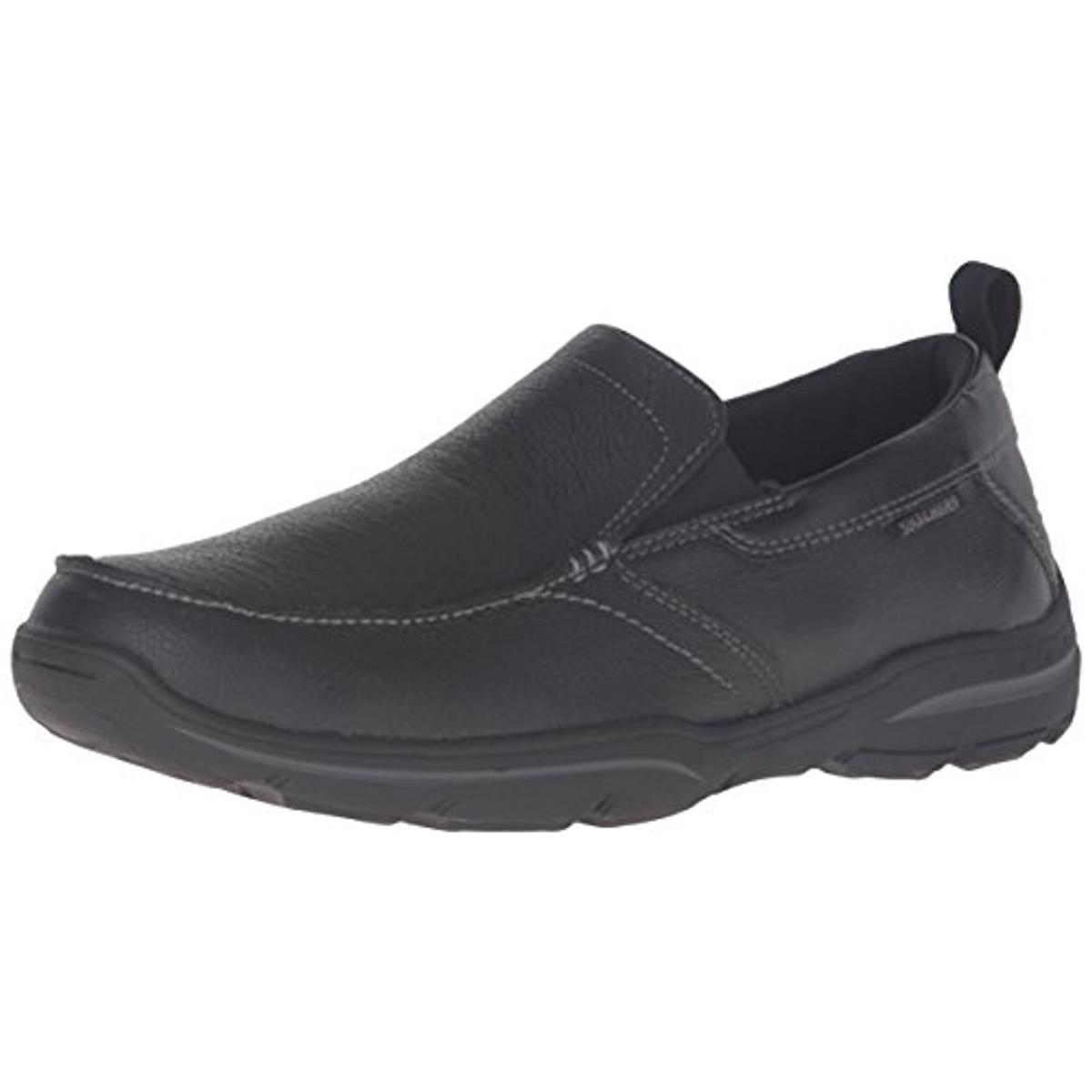 Skechers Mens Harper Forde Black Leather Loafers Shoes 7 Medium (D ...