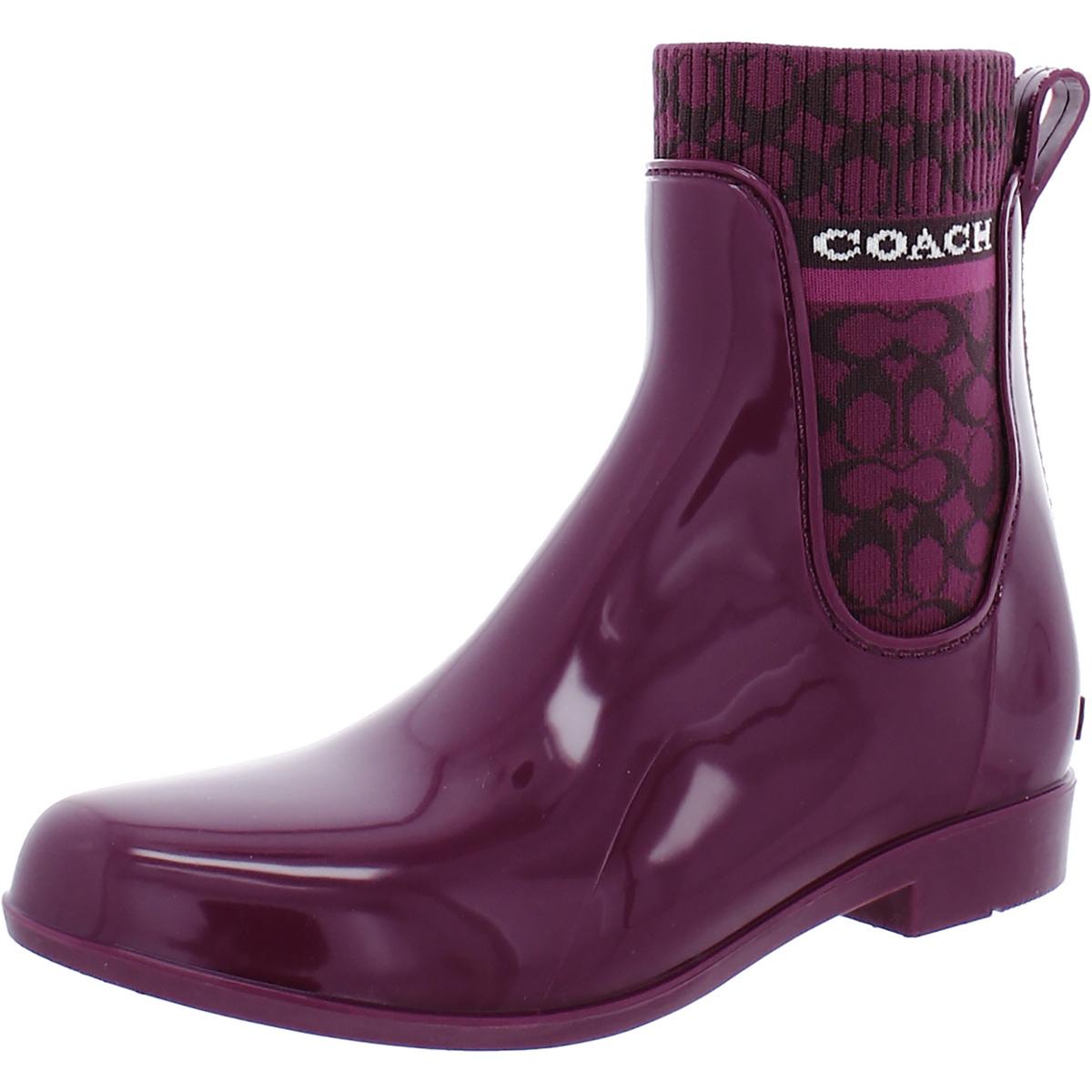 Coach Womens Rivington Knit Ankle Bootie Rain Boots Shoes BHFO