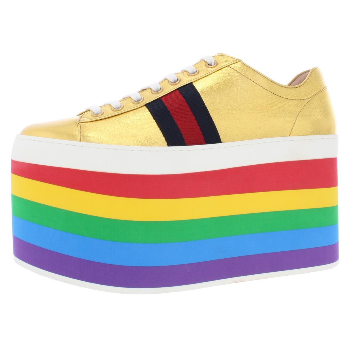 gucci gold peggy platform sneakers