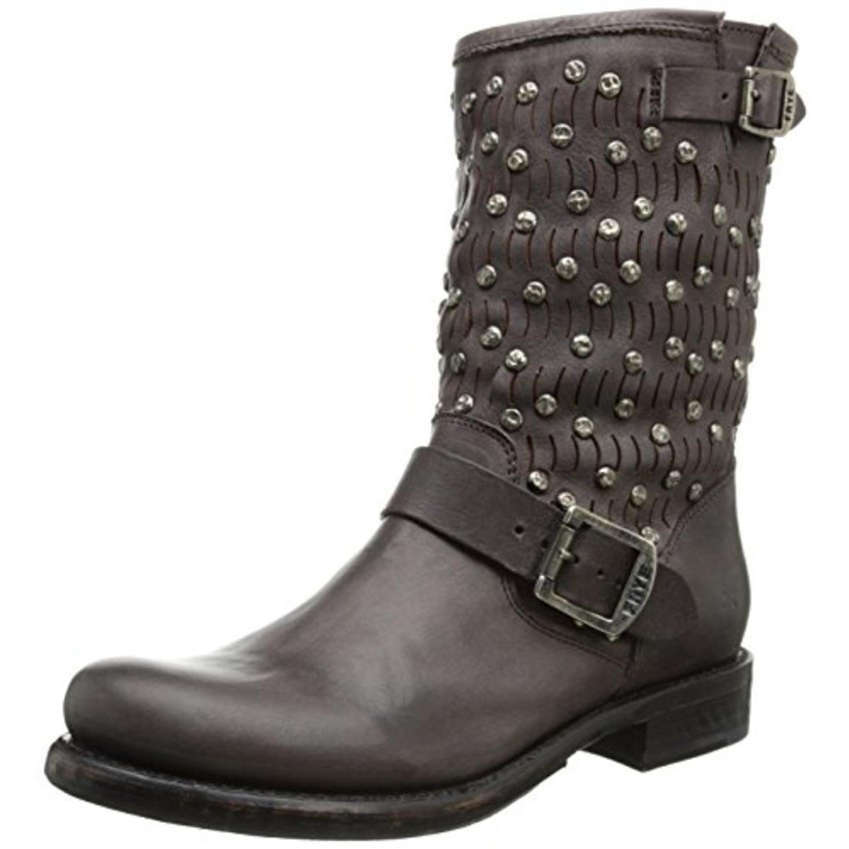 Frye 7363 Womens Jenna Leather Studded Ankle Motorcycle Boots Shoes ...