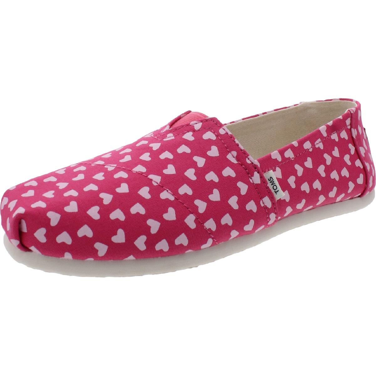 Toms Flats Womens 6 5 Belmont Pink Raspberry Hearts Design Shoes Slip