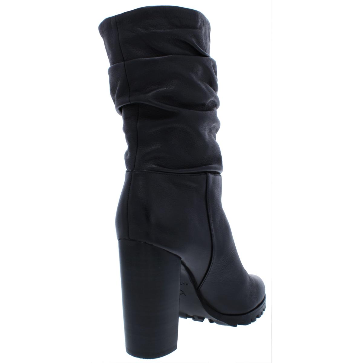 Katy Perry Womens Raina Black Leather Mid-Calf Boots 10 Medium (B,M ...