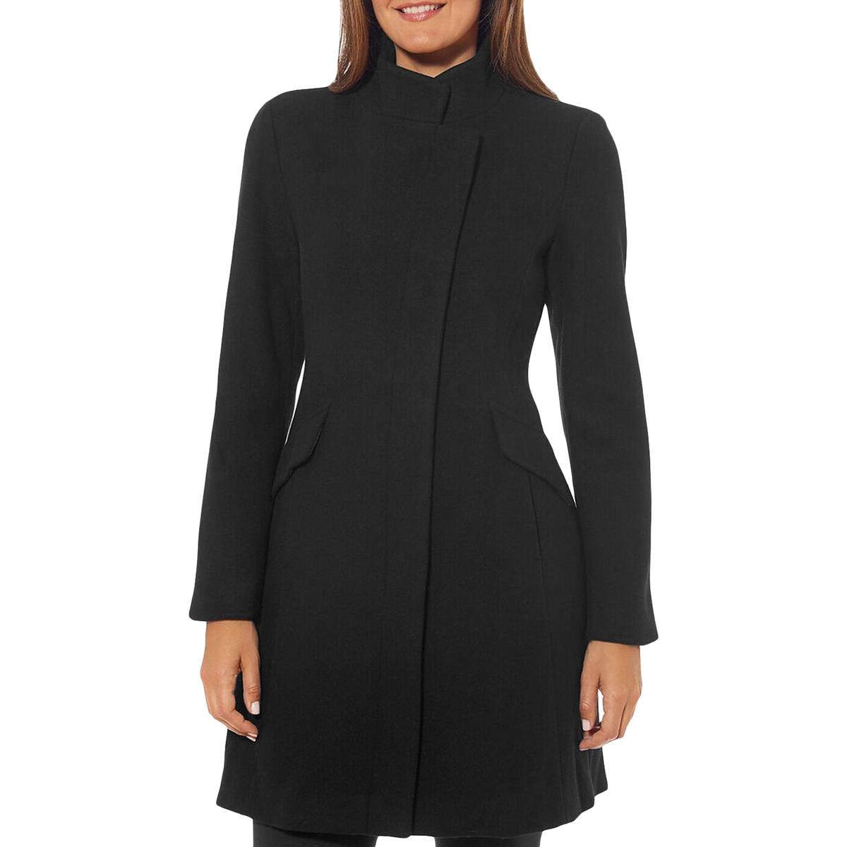 Vince Camuto Womens Black Wool Blend Midi Coat Outerwear L BHFO 1098 ...