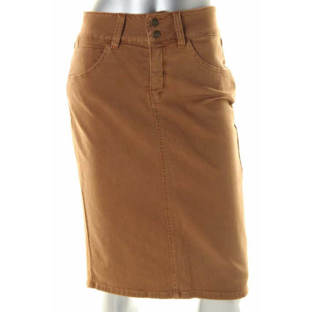 Miraclebody NEW Ashbury TAN Slimming Knee Length Colored Denim Skirt 10 ...