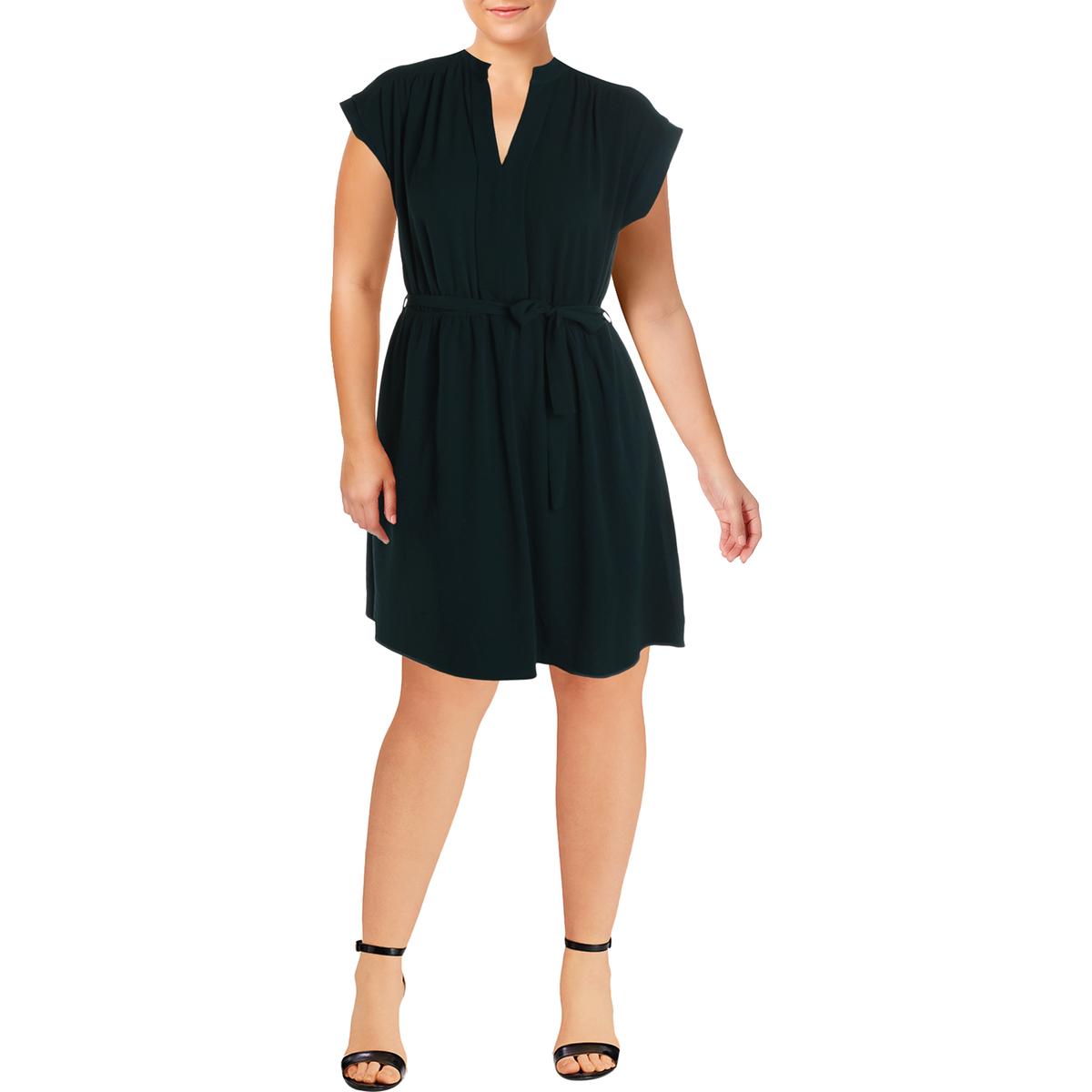 Monteau Womens Green Textured KneeLength ALine Casual Dress Plus 1X