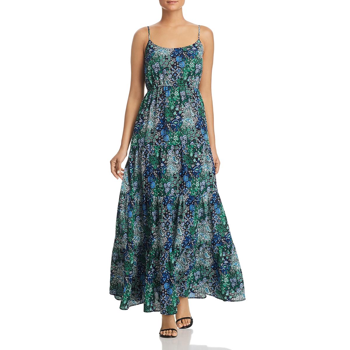 MICHAEL Michael Kors Womens Navy Printed Tiered Casual Maxi Dress L ...