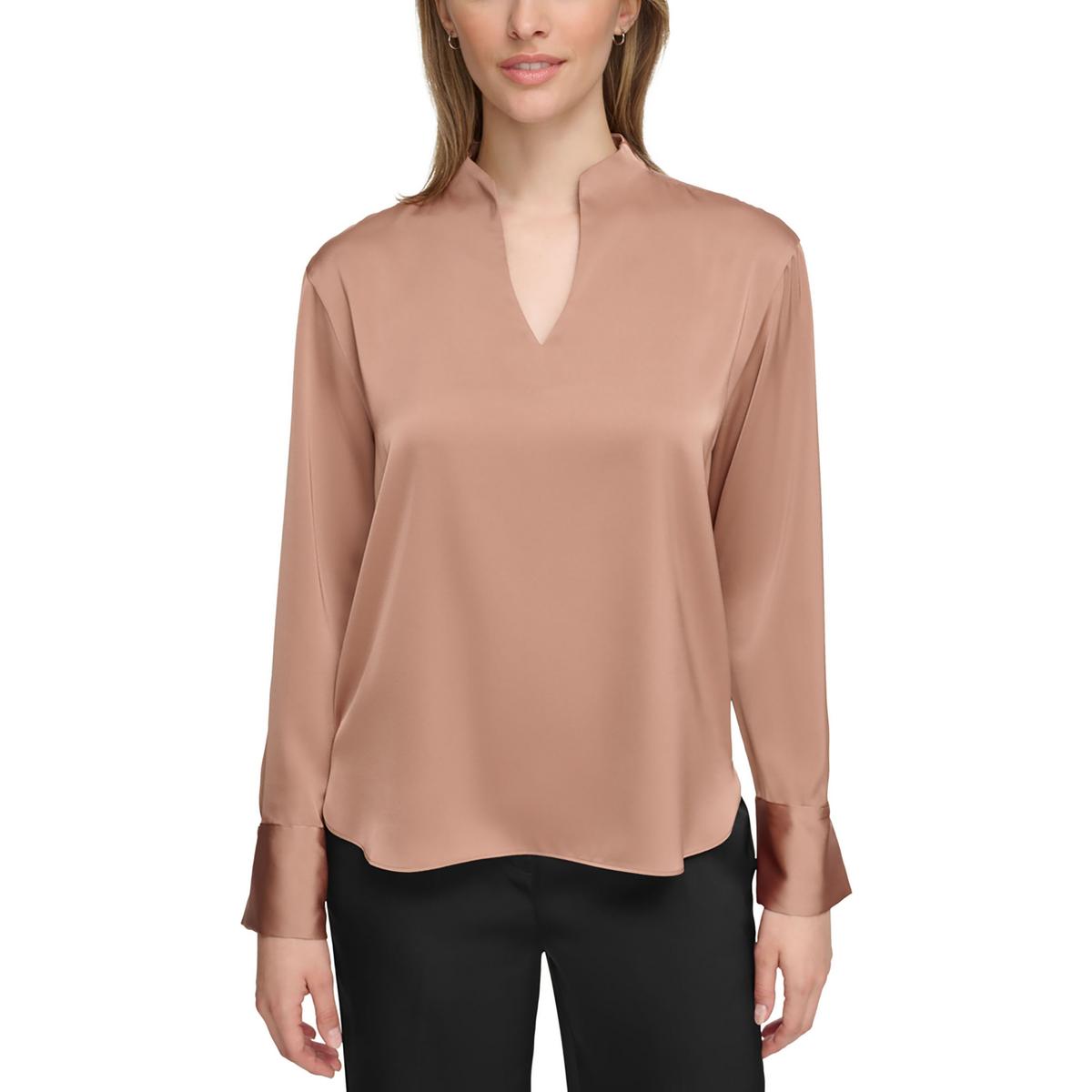 Calvin Klein Womens V-Neck Pullover Top Blouse Shirt BHFO 1046