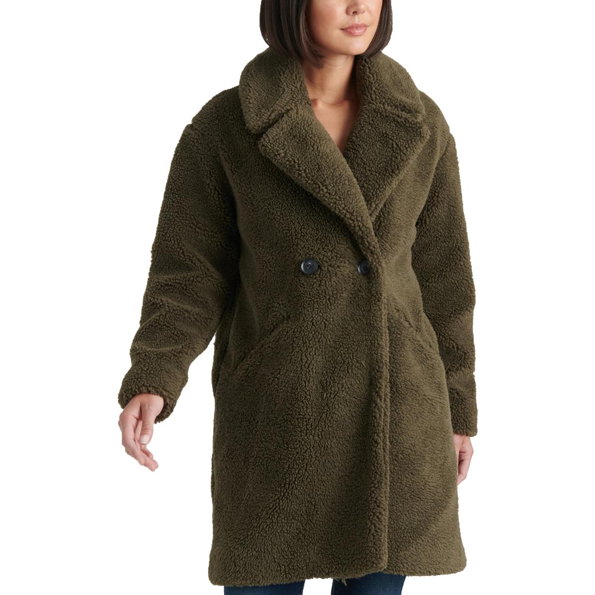 Lucky Brand Womens Teddy Green Winter Double Face Coat Outerwear L BHFO ...