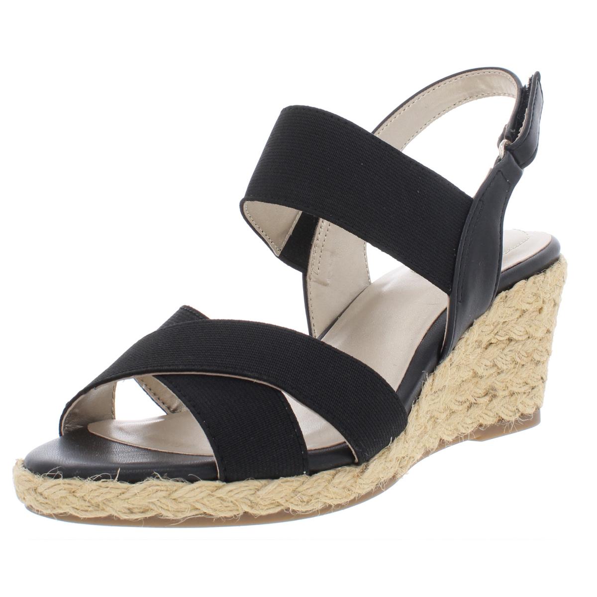 Bandolino Womens Hearsay 2 Black Wedge Sandals Shoes 9.5 Medium (B,M ...