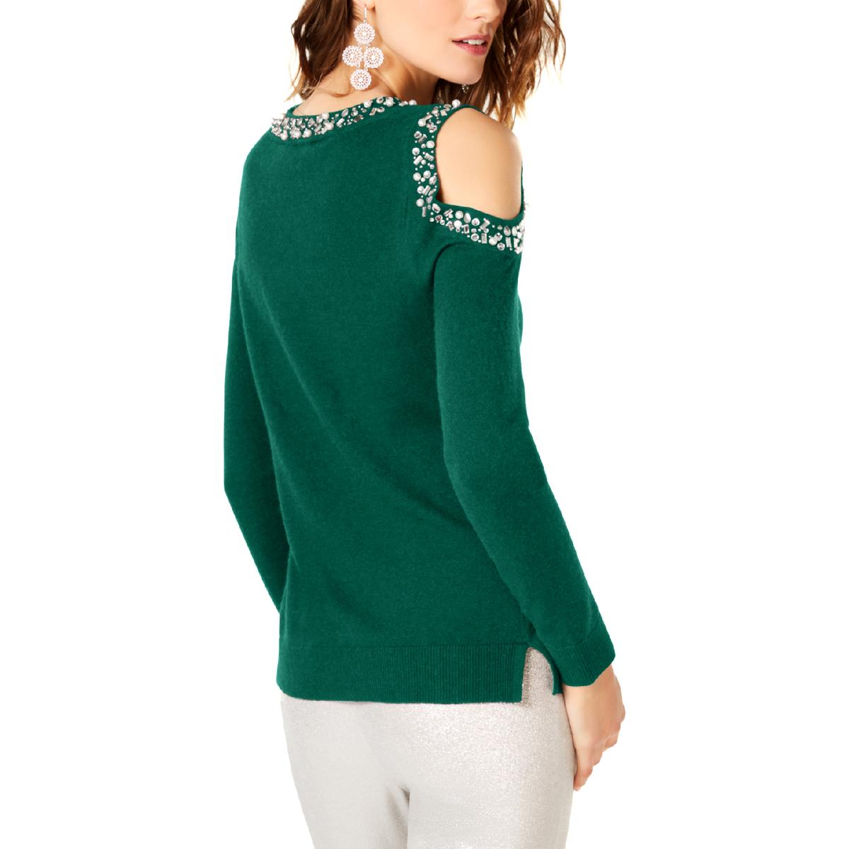 Inc Womens Green Cold Shoulder Embellished Pullover Sweater Top Xl Bhfo 3476 Ebay