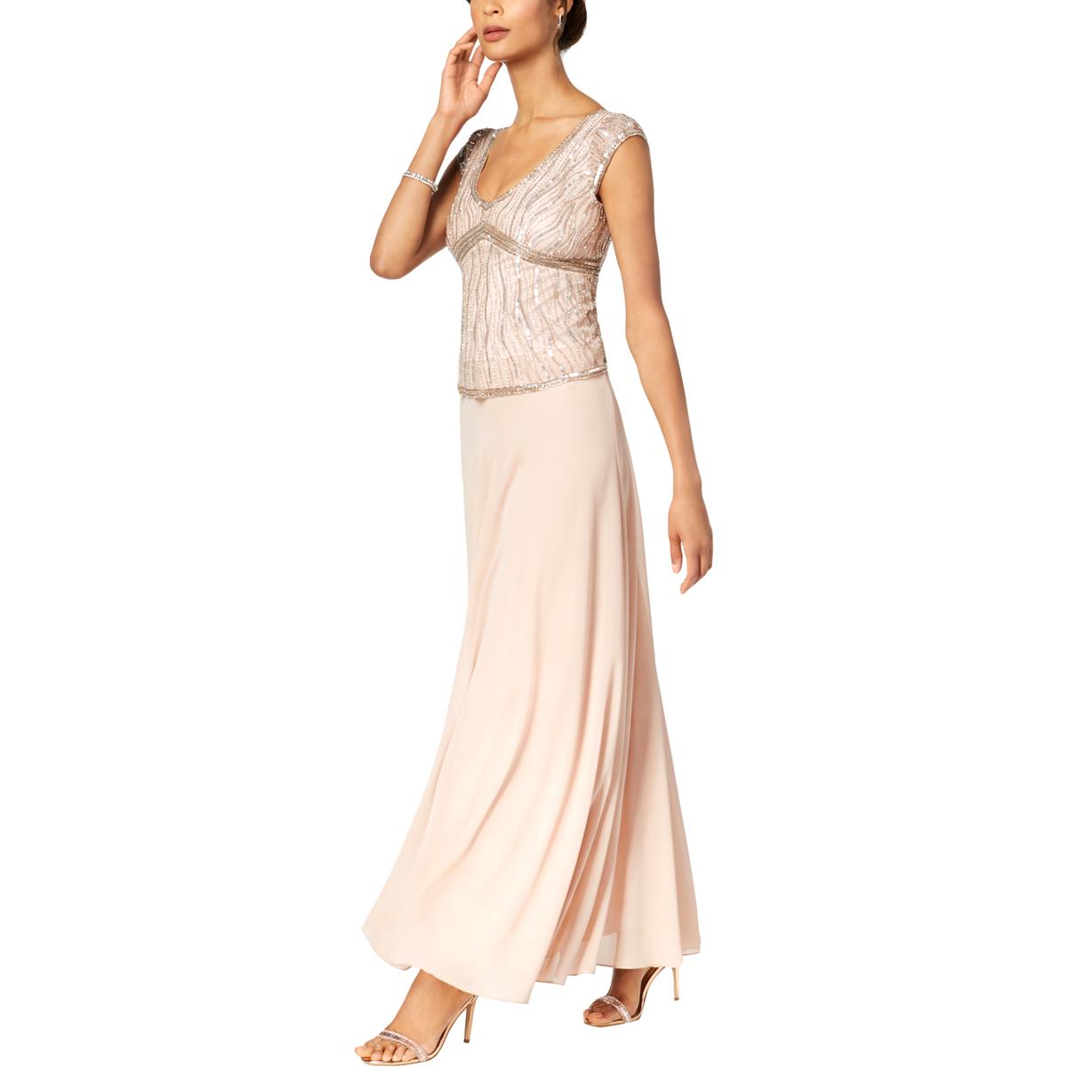 J Kara Womens Pink Mesh Embellished Formal Evening Dress Gown 14 BHFO ...