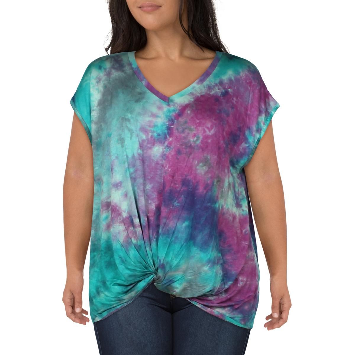 Coin 1804 Womens Gathered Tee T-Shirt Top Plus BHFO 9659