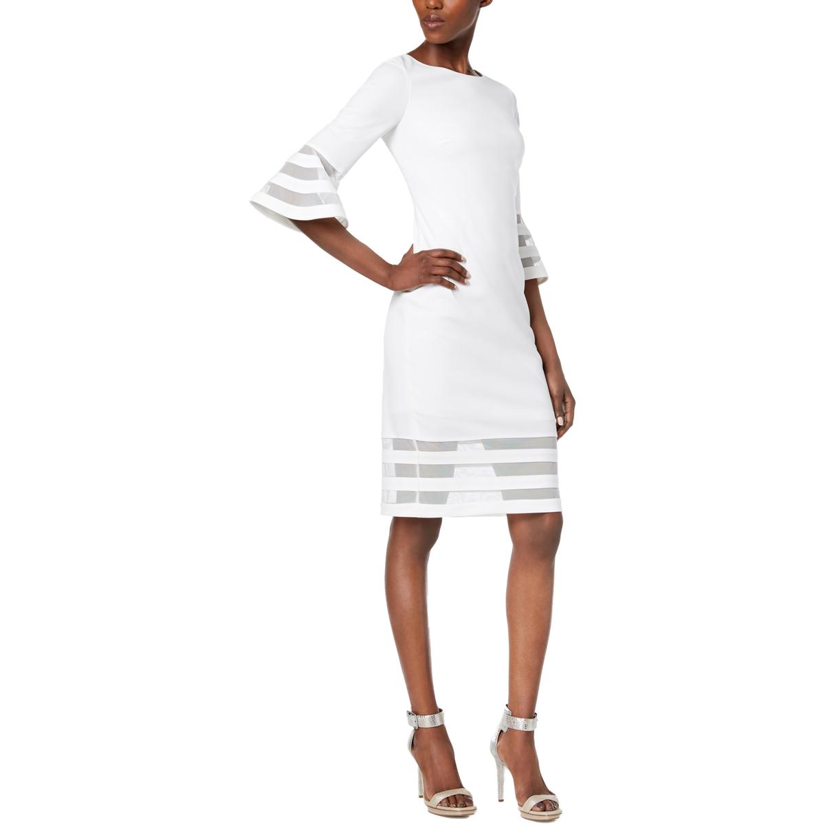 Calvin Klein Womens Ivory Sheath Illusion Party Cocktail Dress 6 BHFO