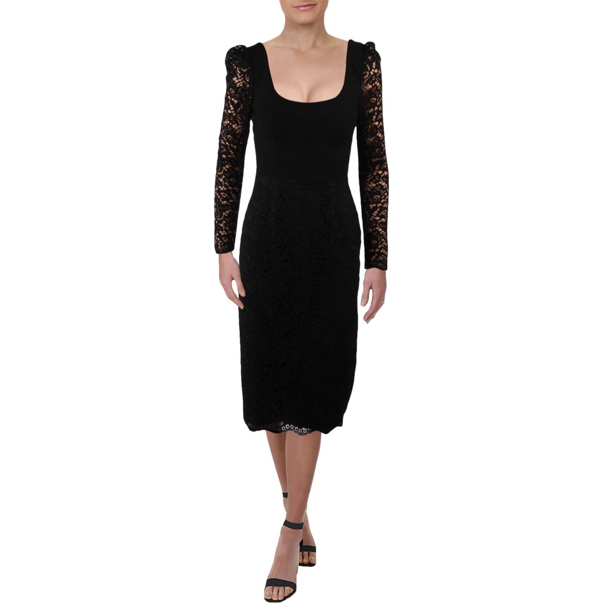 Rebecca Vallance Womens Le Saint Black Lace Sheath Midi Party Dress 4 ...