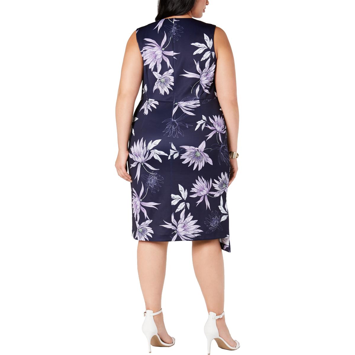 Vince Camuto Womens Navy Floral Sleeveless Cocktail Dress Plus 22W BHFO 7657 | eBay