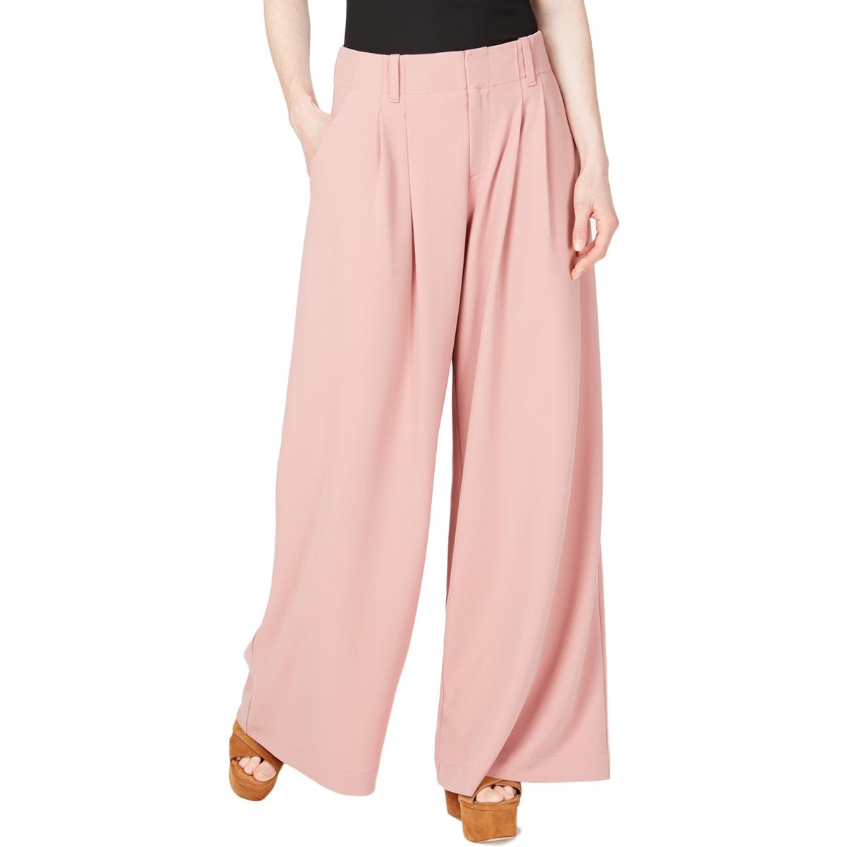 Bar III Womens Pink Pleated Wide Leg Business Dress Pants Trousers 4 ...