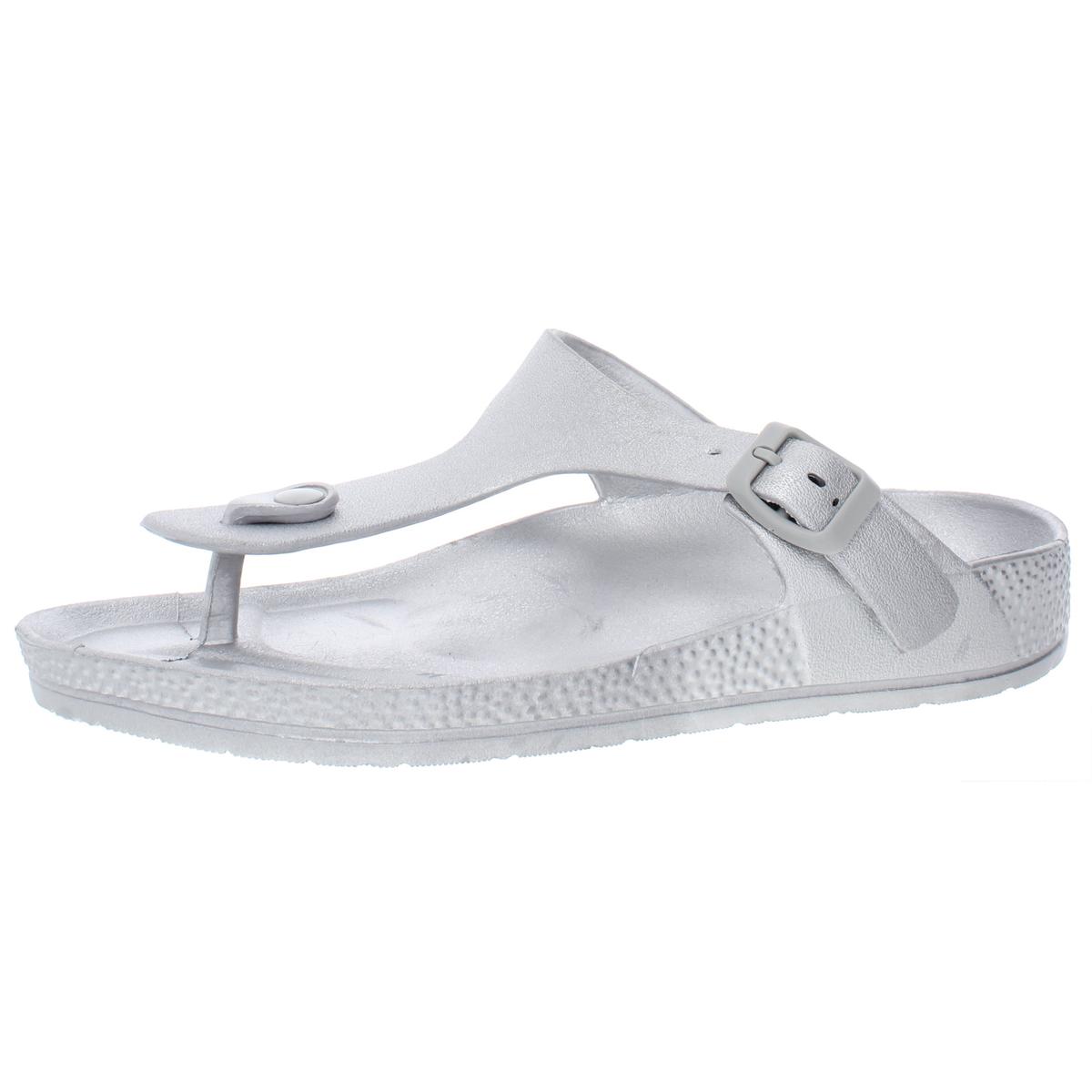 silver thong heeled sandals