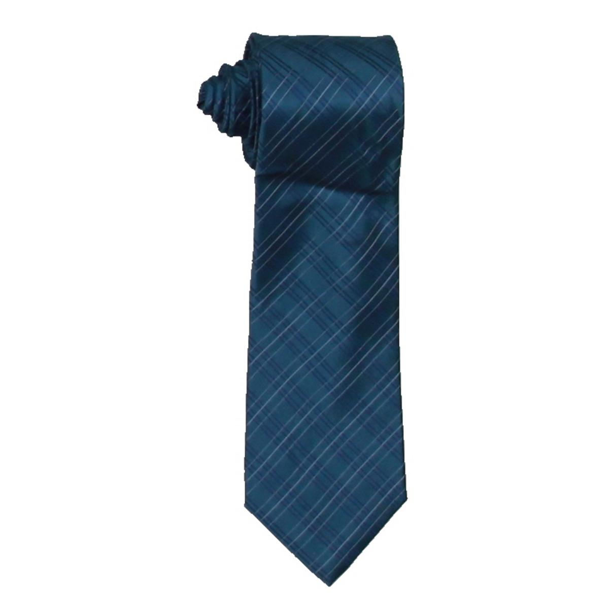 Calvin Klein Mens Blue Silk Plaid Office Neck Tie O/S BHFO 6261
