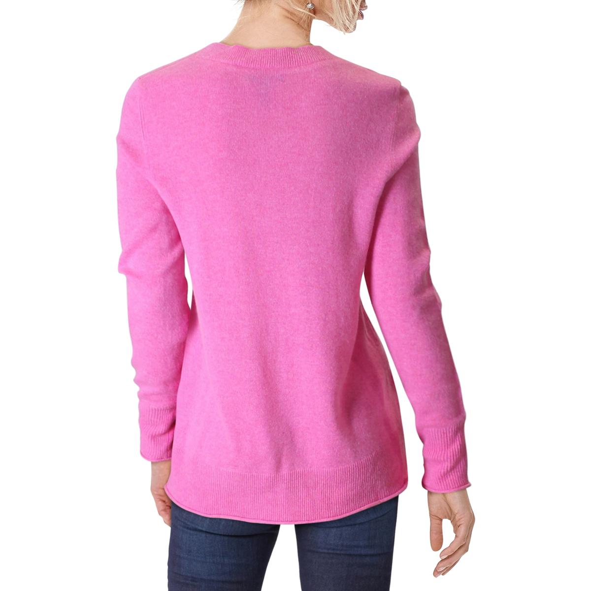 Aqua Cashmere Womens Pink Fitted Crewneck Pullover Sweater Top L BHFO ...